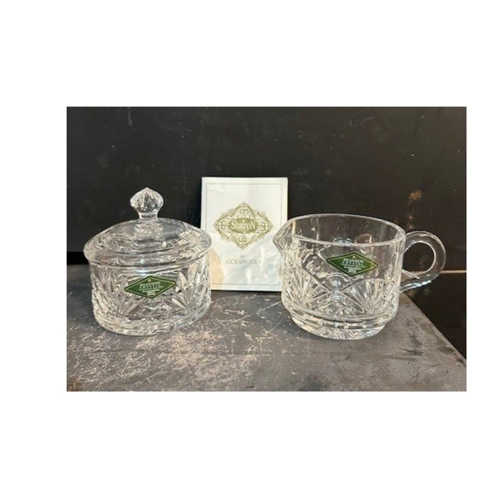 Shannon Crystal Godinger Cream‎ and Sugar Set 24% Lead Crystal Poland Cut Glass